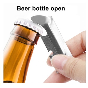 Kustom murah 2 in 1 kaleng baja tahan karat dan pembuka botol bir multifungsi alat tutup stoples terbuka gantungan kunci dengan Logo - Product Image 5