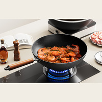 Wok professionnel haut de gamme en fonte de fer pur, effet écaille de tortue, pour cuisson sur plaques à induction, gaz, électrique et vitrocéramique – Outil de chef