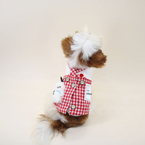 Adorable peto rojo a cuadros para perro, ropa cálida de otoño e invierno para mascotas, atuendo suave para cachorros - Product Image 4