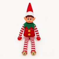 Maßgefertigte Weihnachts-Langbein-Elfenpuppe aus Polyester, Sitzende Feiertagsdekoration für Zuhause und Kamin