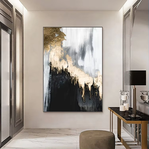 Tùy Chỉnh Trừu Tượng Tay Sơn Sơn Dầu Trên Vải Vàng Lá Lá Tường Nghệ Thuật Trang Trí Nội Thất Với Kỹ Thuật Số Trừu Tượng In Ấn - Product Image 4
