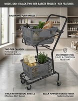 Chariot de courses en maille et chariot de supermarché avec placage en zinc antirouille et revêtement en poudre fabriqué par Jonasson