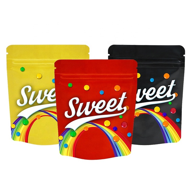 Custom Printed Candy Pouch Heat Sealing Foil Zipper Smell Proof Mylar Packaging Bag