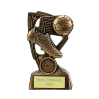 Customized Nameplate Mini Bronze Resin Soccer Boot Trophy