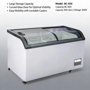 Vitrine Réfrigérée pour Crèmes Glacées avec Éclairage LED, Porte en Verre Trempé et Refroidissement Stable - Product Image 3