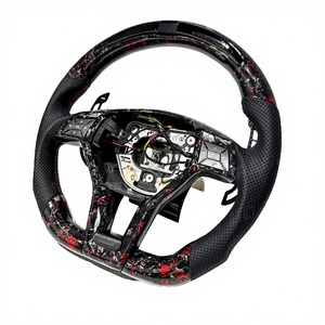 Volante Deportivo de Cuero con Palanca de Cambios de Fibra de Carbono Forjada con LED Rojo, Apto para <span class=keywords><strong>Benz</strong></span> W204 C63 W204 E63 - Product Image 1