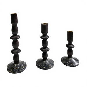 Christmas Decor Wooden <b>Candle</b> Holder With Terrazzo Base Home Decor <b>Candle</b> Stand Nordic Style Custom Engraved Logo <b>Candle</b> Stand - Product Image 1