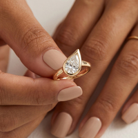 Bague pour femme RINNTIN LBR14 en or massif 18 carats avec diamant de laboratoire taille marquise et pierres multiples incrustées, bijoux fins