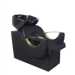 Juego de Muebles de Salón Modernos en Negro y Dorado con Lavabo de Cerámica, Silla de Estilismo Ajustable Ecológica y Equipo de Salón de Belleza - Product Image 4