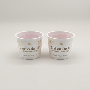 Gobelet en plastique personnalisé de 7,5 oz, 10 oz, <span class=keywords><strong>12</strong></span> oz, 16 oz pour crème glacée, yaourt glacé, pouding, avec couvercles plats anti-fuite et insert - Product Image 2