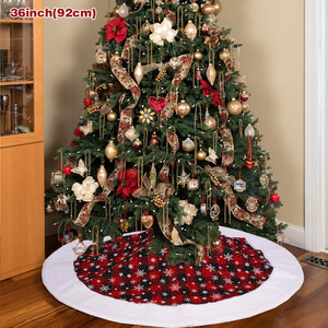 Gonna per Albero di Natale a Quadri Buffalo Plaid con Fiocchi di <span class=keywords><strong>Neve</strong></span>, Colorata, 24/36 Pollici, Lussuosa, Nera e Rossa, con Motivo a Fiocchi di <span class=keywords><strong>Neve</strong></span> - Product Image 3