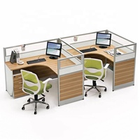 Bureau à cloison moderne en aluminium pour 2 personnes en forme de L Table en bois Mobilier de bureau Poste de travail