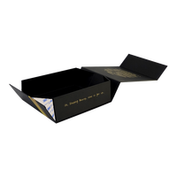 Boîte cadeau rigide XL carrée pliable en carton mat noir A3 A4 A5 avec fermeture magnétique et couvercle