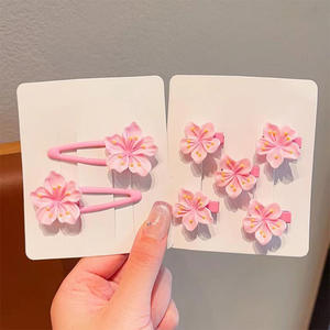 دبابيس شعر ساكورا وردي لطيف للغاية دبابيس شعر جانبية للفتيات الصغيرات مشابك شعر معدنية للأطفال - Product Image 4