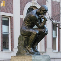 Sculpture de l'Homme Réfléchissant en Bronze, Design Classique Grandeur Nature, Style Antique, pour Parcs Publics Extérieurs et Places de Ville
