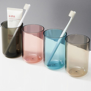 Toothbrush Cup Plastic Transparent Storage Cup For Bathroom <b>Toothpaste</b> Holder Single Size 3 3 9in - Product Image 1