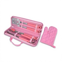 Ensemble d'outils de barbecue portables en PP à 5 pièces avec poignée pour le camping en plein air