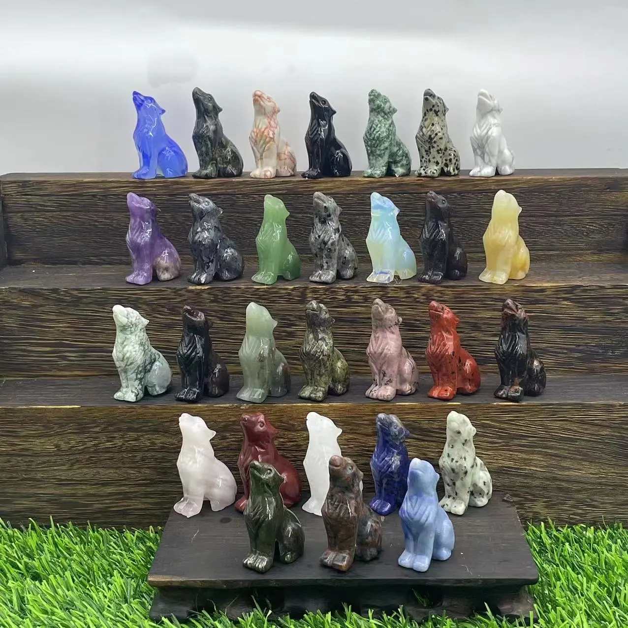 Factory Cheap Price Wholesale Natural Crystal Carvings 2 inches Wolf Figurine Crystal Animal For Home Decoration