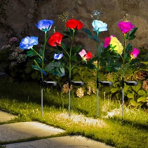 Patio extérieur cour passerelle aluminium LED rose et fleur jardin lumières décoratives solaire piquet lumière - Product Image 3