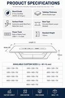 Mesa de Conferencia Ejecutiva con Superficie Deslizante de 50 mm, Riel Eléctrico USB E1, Tablero Anticolisión, Tamaño Personalizado, Escritorio para Sala de Juntas OEM