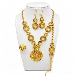 24K Vergoldetes Dubai Brautschmuck-<span class=keywords><strong>Set</strong></span> Schweres Filigran-Halsketten-Ohrringe-<span class=keywords><strong>Set</strong></span> für Nahost und Afrika Luxuriöse Hochzeits-Accessoires für Damen - Product Image 2