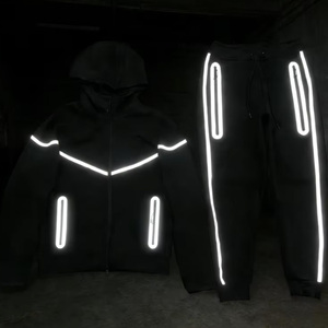 Tuta Sportiva Personalizzata di Lusso in Cotone Pesante e Pile Tecnico, Set Riflettente con Lavaggio Acido per Designer di Streetwear, Tuta da Uomo - Product Image 6