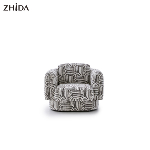 Sillón Individual Metálico para Sala de Estar, Sillón Moderno con Tela Estampada en Blanco y Negro, Sillón Individual de Lujo - Product Image 2