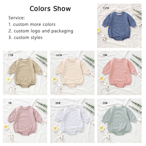 100% 코튼 솔리드 스웨터 소매 아기 거품 장난 꾸러기 어린이 대형 아기 장난 꾸러기 - Product Image 4