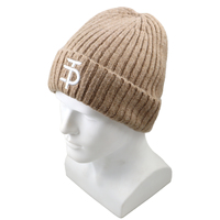 Bonnet d'hiver unisexe en tricot côtelé épais et chaud, avec revers plié et logo brodé, idéal pour la vente en gros