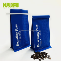 Sachet de recyclage de marque personnalisée, pochette en feuille d'aluminium à fermeture éclair mate à fond plat pour sacs d'emballage de café en étain avec valve
