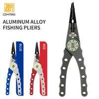 Pince coupante pour tresses en aluminium DX Tools, porte-anneaux fendus, pince de pêche noctilucente pour la pêche en ruisseau, avec étui et cordon, 18cm 164g