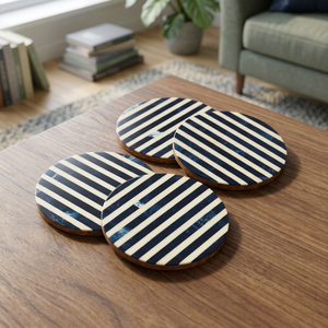 Posavasos de Madera Azul y Blanco Modernos de Primera Calidad al por Mayor para Tazas de Té, Uso en Mesa, Ecológicos, de Lujo, para Bebidas Frías/Calientes - Product Image 3