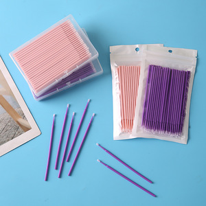 Coton-tiges jetables en nano-coton à pointe ultra-fine, monocouche, ronds, pour le démaquillage, violet rose, sachet de 100 pièces, multi-usages - Product Image 2
