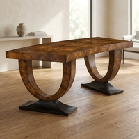 Bureau multifonctionnel de style américain en noyer, avec grand espace de rangement, idéal pour salon, bureau ou bureau de direction.