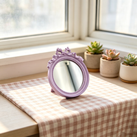 Cadre photo en résine et miroir de bureau à double usage - Cadre multifonctionnel sculpté en forme de nœud avec support