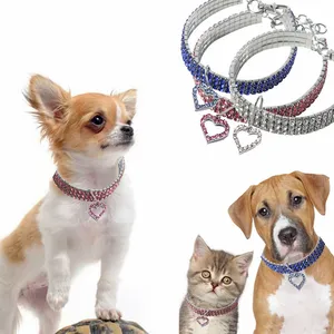 Collar de cristal con diamantes de imitación para perros pequeños y gatos, correa ajustable para el cuello, para fiesta de cumpleaños