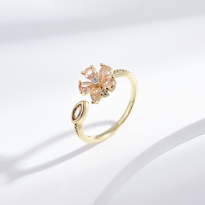 wholesale plata 925 sterling silver flower <b>cz</b> <b>ring</b> Everyday Wear 18K Gold Plated Pear Cut cubic zirconia women adjustable <b>rings</b> - Product Image 1