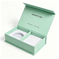 Boîte cadeau personnalisée vert menthe à fermeture magnétique pour soins de la peau, boîte en papier cosmétique à couvercle rabattable, emballage magnétique pour soins de la peau en gros