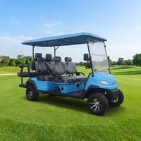 Voiture de golf électrique multifonctionnelle bleue 8 places 4x4 avec batterie sans entretien pour hôtel de villégiature