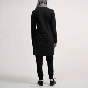 Ropa Deportiva Musulmana Modesta Personalizada OEM, Tejido de Punto, Cuello Redondo, Transpirable, con Bolsillo Cosido, Top Deportivo Informal de Manga Larga para Mujer, Hijab - Product Image 5
