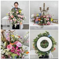 Arches florales tropicales vertes et blanches tendance en soie, centres de table, décoration de table, 60 cm, décoration de mariage, couronne de fleurs