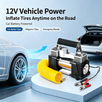 DC12V Dual Cylinder Electric Air Pump 30mm Cylinder 150PSI High Flow Tire Inflator with 5M Rubber Hose for SUV OEM