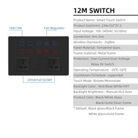 Interrupteur intelligent tactile 4 ou 8 gangs 10A pour ZigBee, prise universelle standard indienne 234x86mm, verre trempé, contrôle de la vitesse du ventilateur