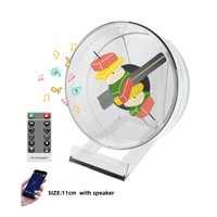 Ventilateur holographique 3D LED rond avec couvercle, nouveau ventilateur holographique 3D portable, 11 cm, contrôle par application mobile, projecteur holographique dans un étui