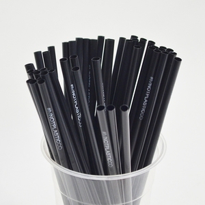 Black Disposable Drinking PLA Biodegradable Compostable Personalized Sraw Logo <strong>Printed</strong> <strong>Custom</strong> <strong>Straws</strong> - Product Image 1