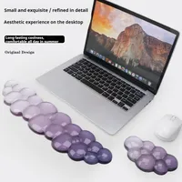 Tapis de souris avec support pour poignet, support pour clavier, antidérapant, en silicone transparent, forme nuage dégradé, pour bureau, jeu, souris, poignet