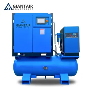 Prezzo di fabbrica GiantAir tipo silenzioso 4 in 1 8bar 1.1 m3/min tutto in un compressore d'aria industriale a vite vsd da 7.5 kw con serbatoio