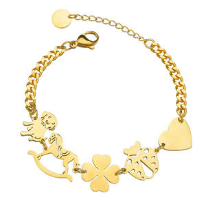 Bracelets assortis en acier inoxydable pour parents et enfants, bijoux à la mode, avec figurines, ajustables, en or, pour femme et fille - Product Image 3