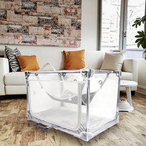 Taşınabilir şeffaf PVC Pet kedi köpek katlanabilir taşıma kutusu kafesleri hayvan kafesleri Pet seyahat taşıyıcısı - Product Image 2