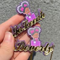 Collier personnalisé avec nom de dessin animé en acrylique, bijoux de poupée Angelic lol, cadeau pour enfants, 2023
